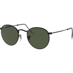 Round Metal RB3447, Black/Green Glass Lenses 50 Eye Size