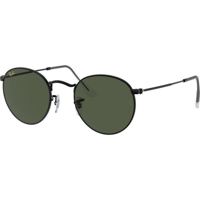 Round Metal RB3447, Black/Green Glass Lenses 50 Eye Size