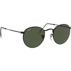 Round Metal RB3447, Black/Green Glass Lenses 50 Eye Size