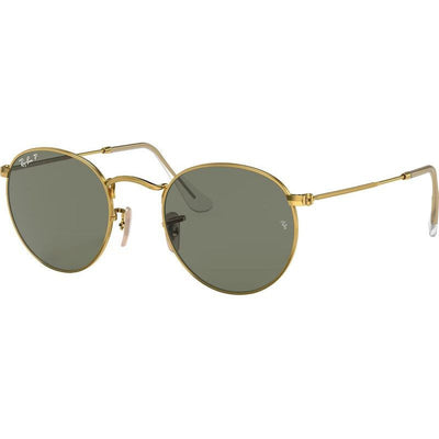 Round Metal RB3447, Gold/Green Polarised Glass Lenses 50 Eye Size