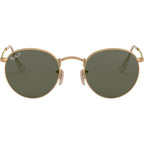 Round Metal RB3447, Matte Gold/Green Polarised Glass Lenses 50 Eye Size