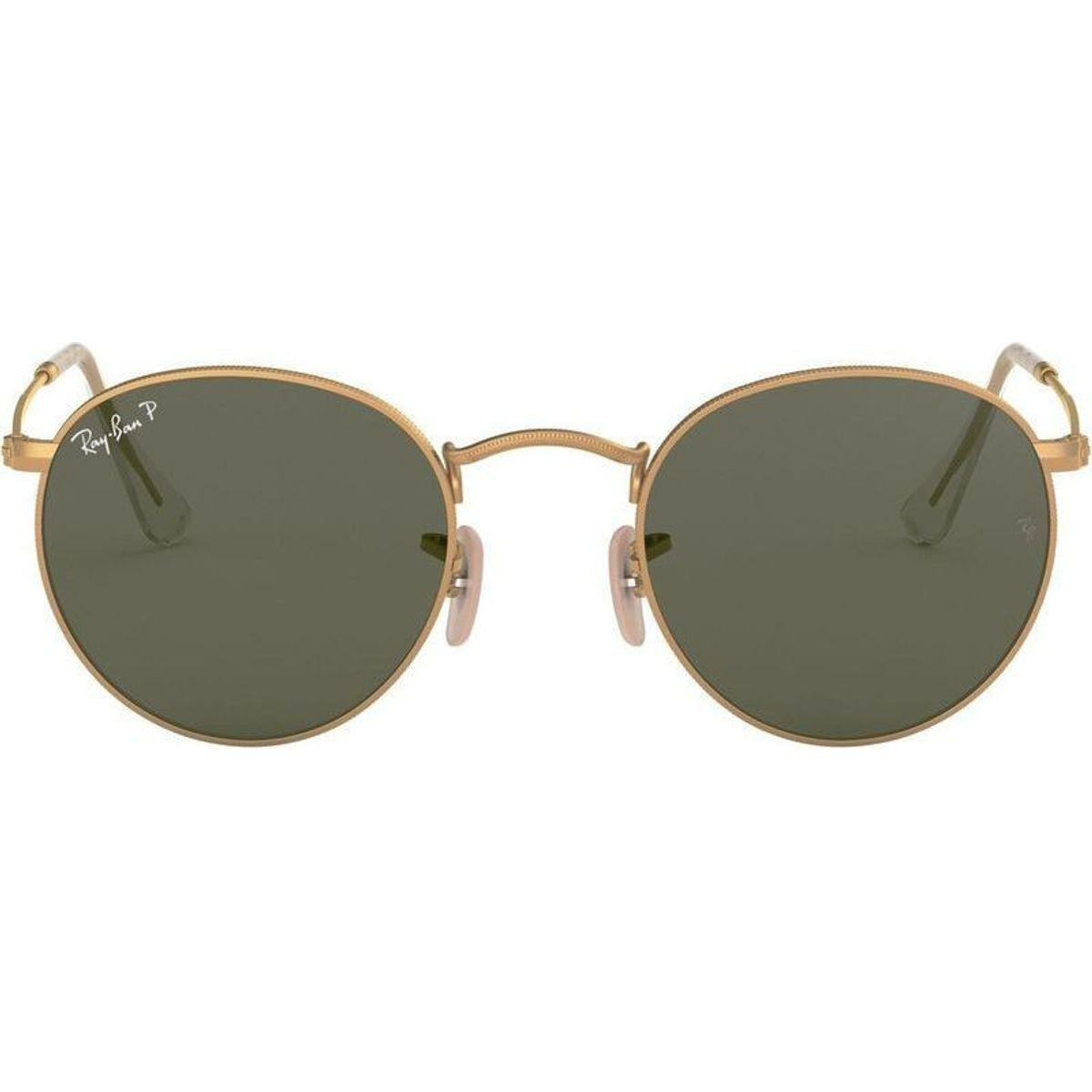Round Metal RB3447, Matte Gold/Green Polarised Glass Lenses 50 Eye Size