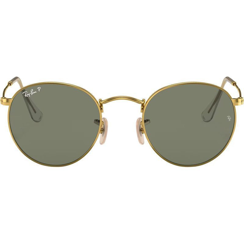 Round Metal RB3447, Gold/Green Polarised Glass Lenses 50 Eye Size