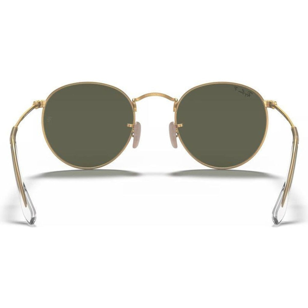 Round Metal RB3447, Matte Gold/Green Polarised Glass Lenses 50 Eye Size