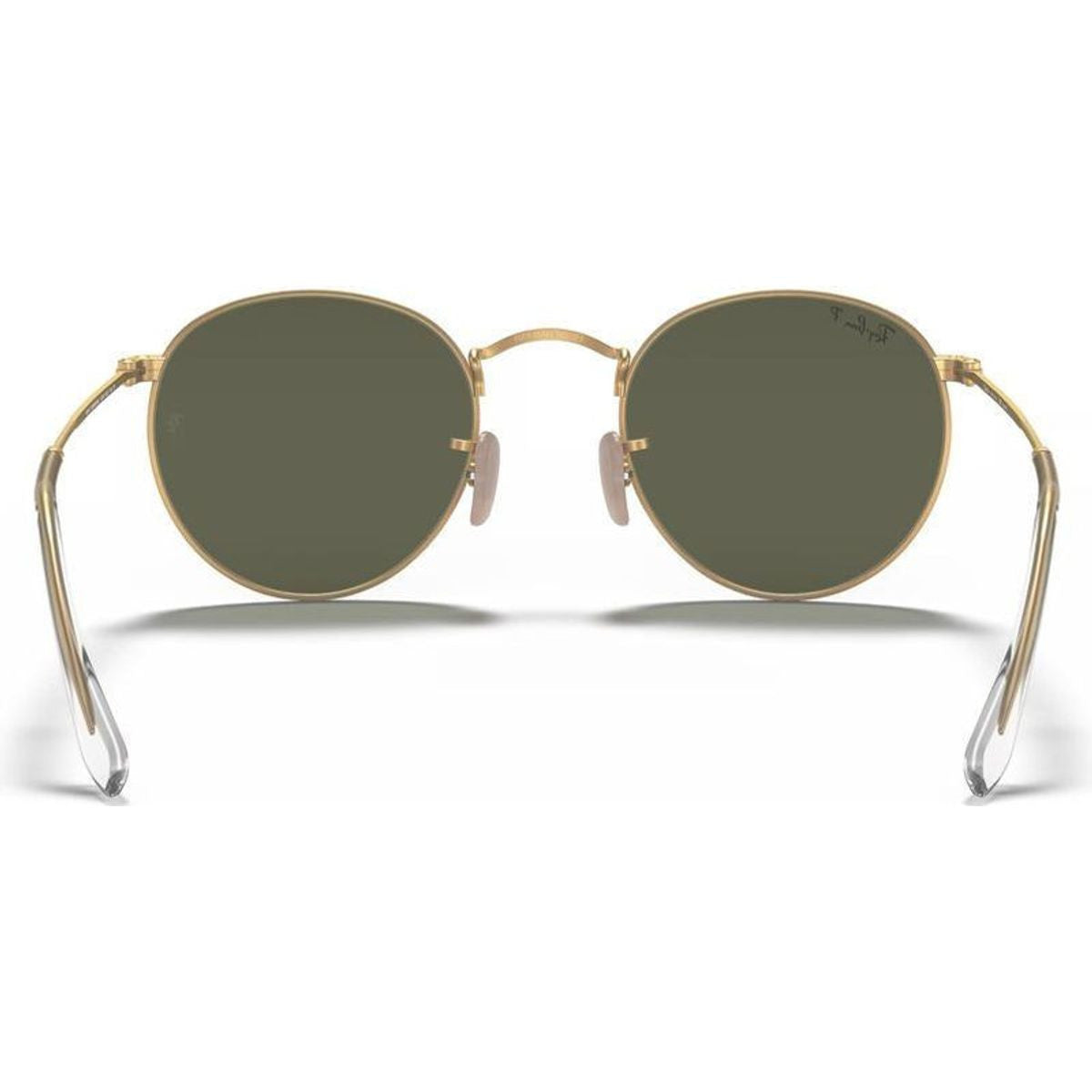Round Metal RB3447, Matte Gold/Green Polarised Glass Lenses 50 Eye Size