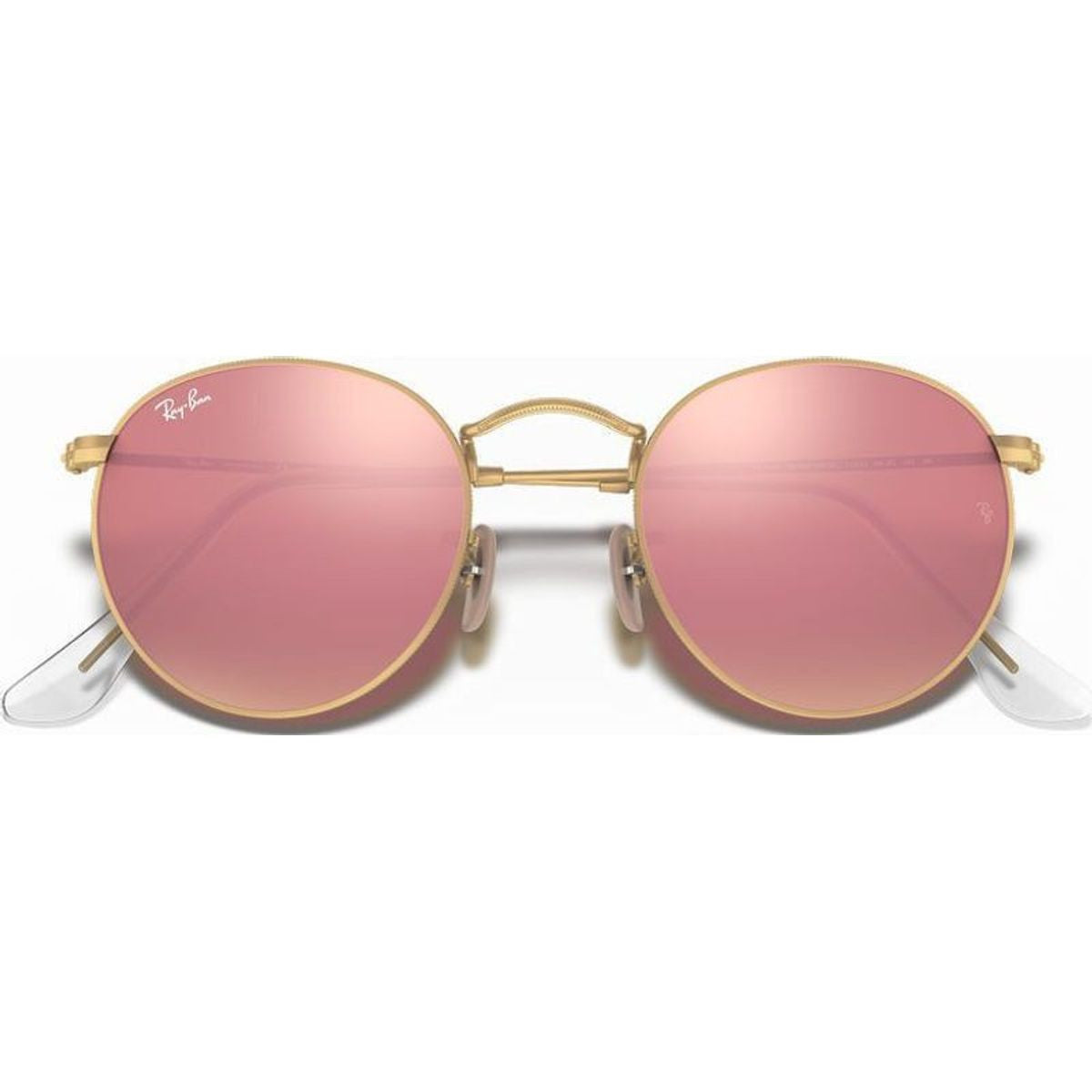 Round Metal RB3447, Gold/Brown Pink Mirror Glass Lenses 50 Eye Size