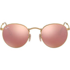 Round Metal RB3447, Gold/Brown Pink Mirror Glass Lenses 50 Eye Size