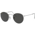 Round Metal RB3447, Silver/Dark Grey Glass Lenses 50 Eye Size