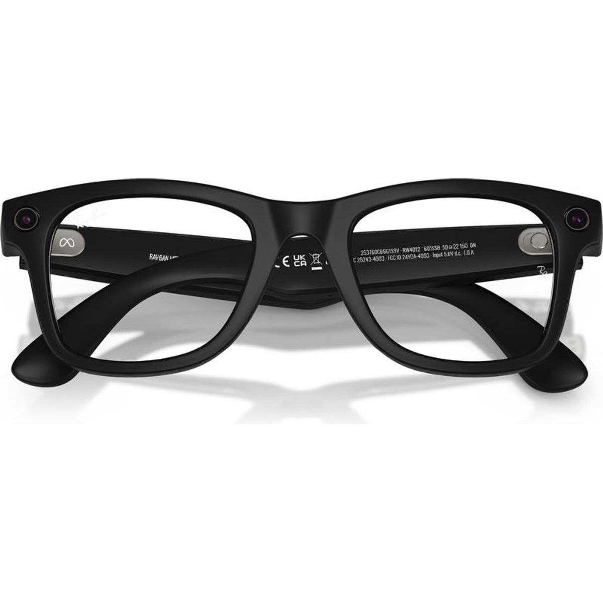 Meta Wayfarer (Gen 2) RW4012, Matte Black/Clear Blue Light Lenses 53 Eye Size
