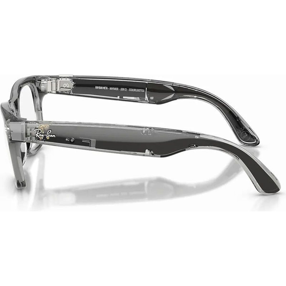 Meta Wayfarer (Gen 2) RW4012, Transparent Grey/Sapphire Transitions Lenses 50 Eye Size