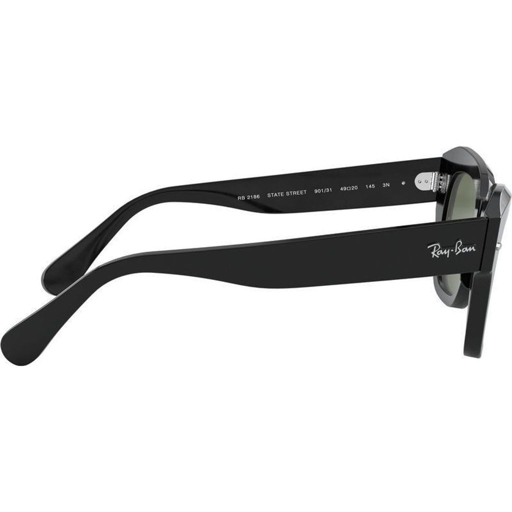State Street RB2186, Black/Green Glass Lenses 49 Eye Size