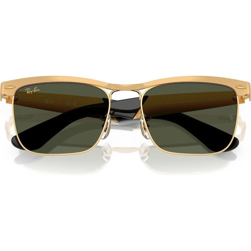 Wayfarer Deluxe RB3875, Sandblasted Legend Gold/Green Glass Lenses 56 Eye Size