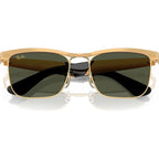 Wayfarer Deluxe RB3875, Sandblasted Legend Gold/Green Glass Lenses 56 Eye Size