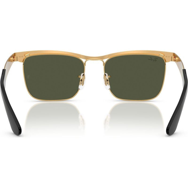Wayfarer Deluxe RB3875, Sandblasted Legend Gold/Green Glass Lenses 56 Eye Size