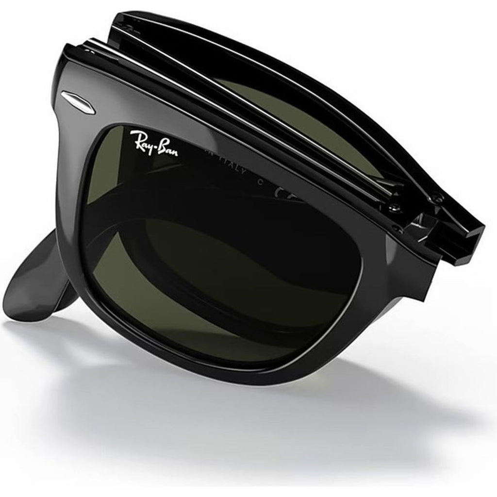 Wayfarer Folding RB4105, Black/Green Glass Lenses 50 Eye Size