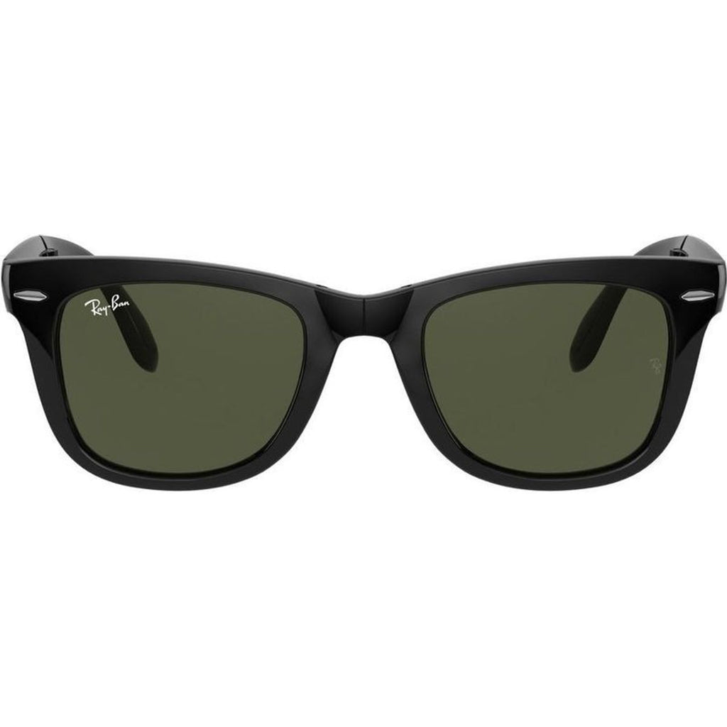 Wayfarer Folding RB4105, Black/Green Glass Lenses 50 Eye Size