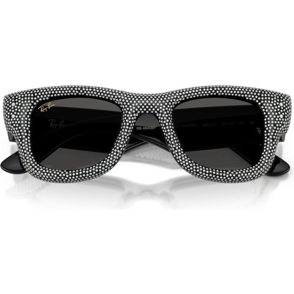 Wayfarer Puffer RB4940BP, Black and Strass Pave/Dark Grey Lenses