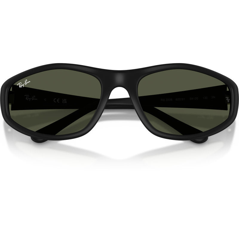 Ray-Ban RB2228 Rubber Black Green Glass Front2