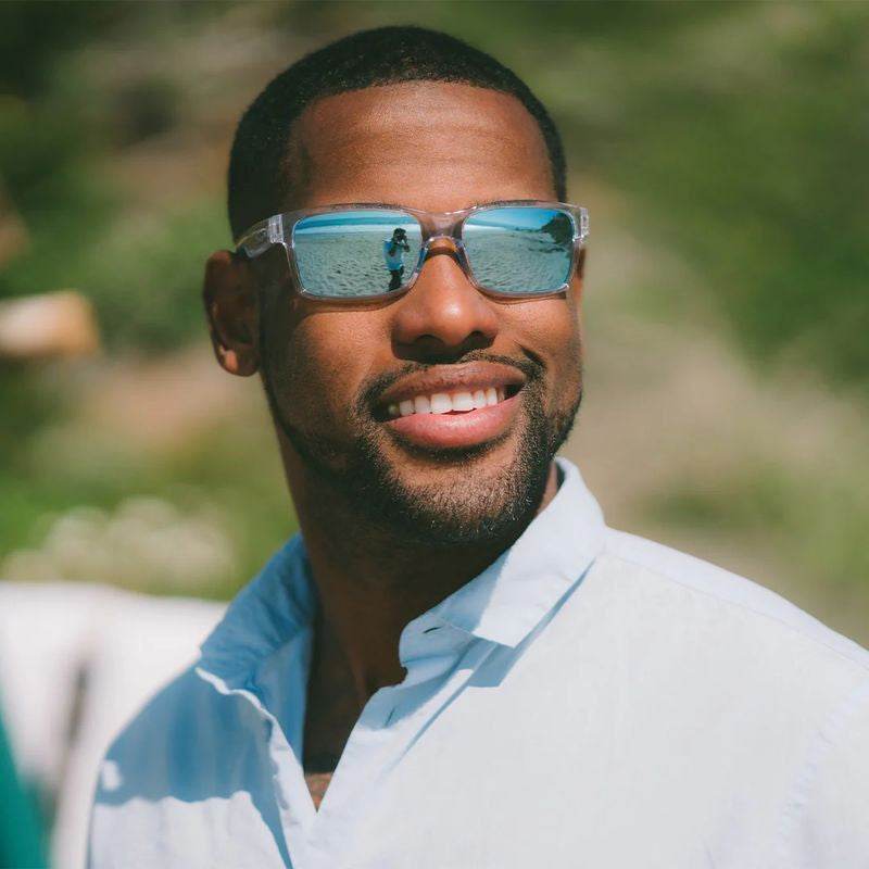Crawler, Clear Crystal/Blue Water Mirror Polarised Lenses