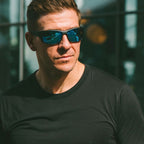 Dexter, Matte Black/H20 Blue Mirror Polarised Glass Lenses