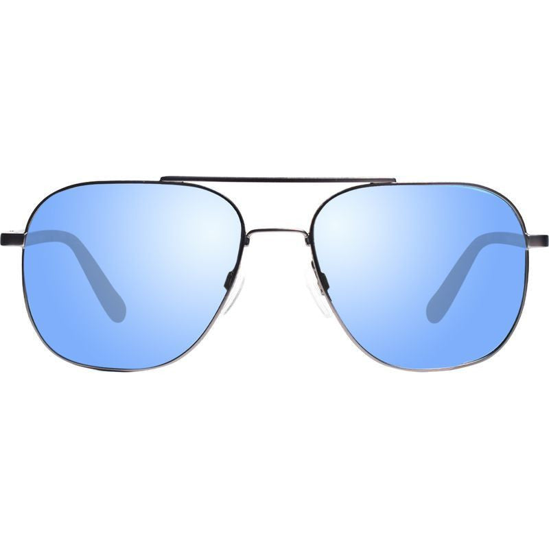 Logan, Satin Gunmetal/Blue Water Mirror Polarised Lenses