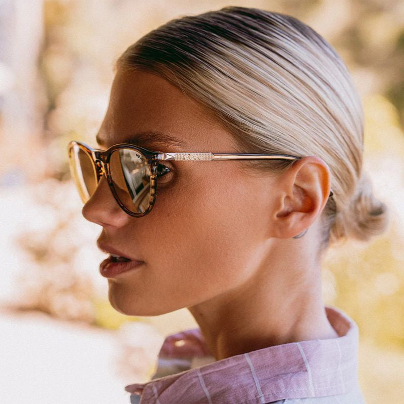 Sage, Amber Horn/Champagne Gold Mirror Polarised Lenses