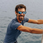 Winston, Matte Black/Blue Water Mirror Polarised Lenses