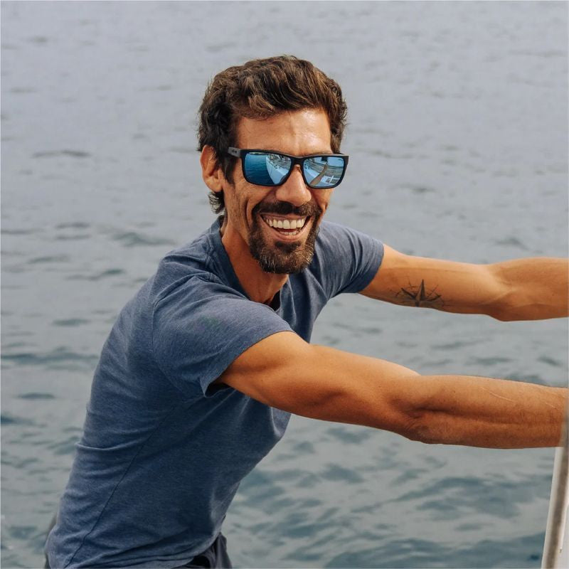 Winston, Matte Black/Blue Water Mirror Polarised Lenses