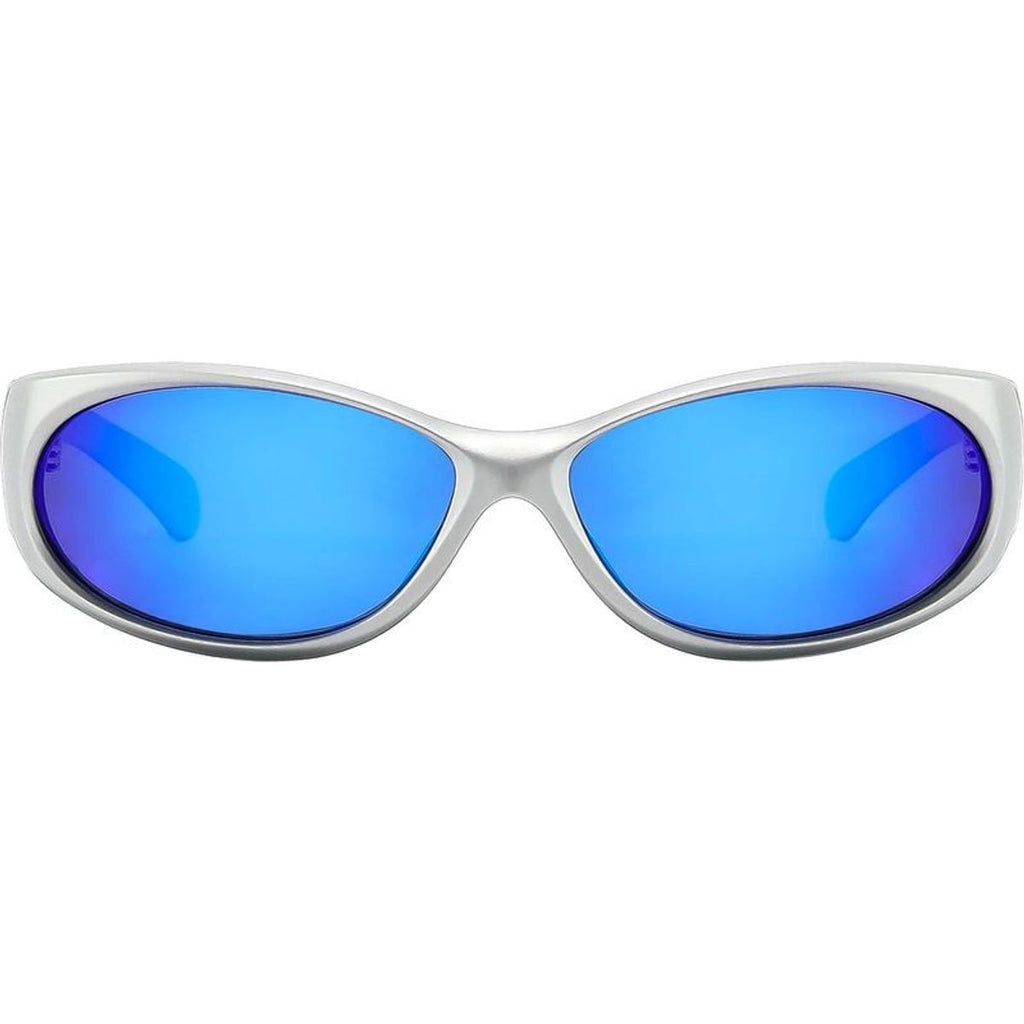 Demon Speed, Matte Chrome/Blue Mirror Polarised Lenses