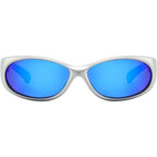 Demon Speed, Matte Chrome/Blue Mirror Polarised Lenses