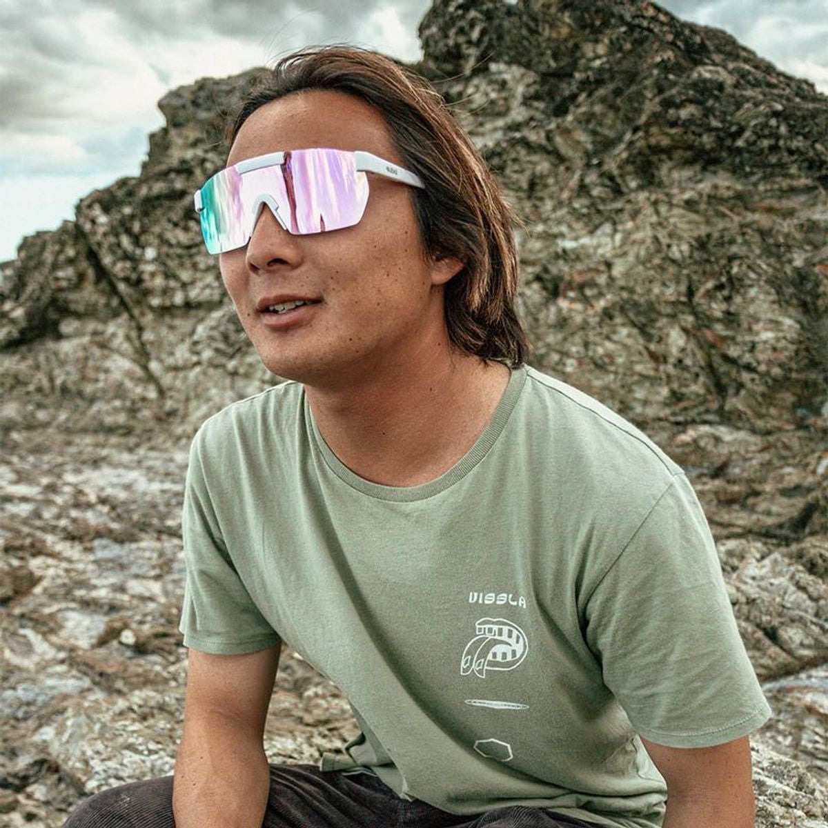 Paradigm, Matte White/Pink Mirror Polarised Lenses