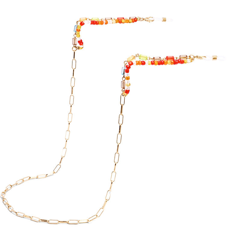 Szade Golden Hour Sunglass Chain, Gold Chain Coloured Beads