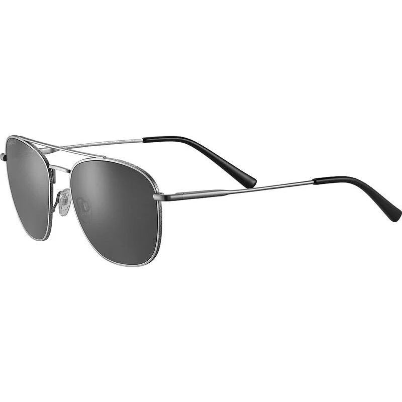 Carroll Large, Matte Silver/Smoke Photochromic Glass Polarised Lenses