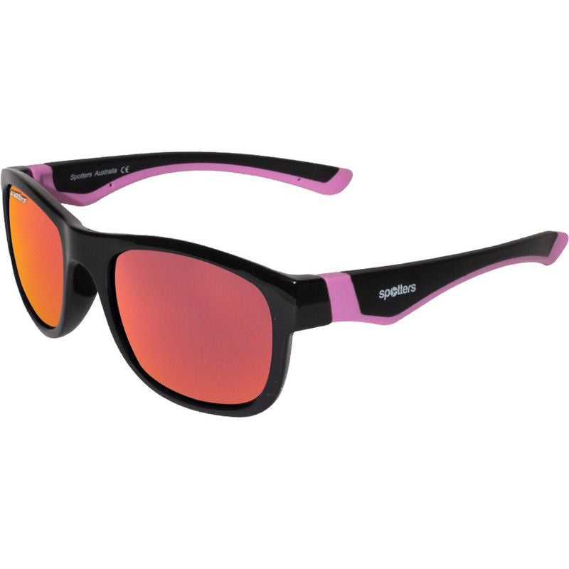 Emu Kids, Gloss Black and Pink/Red Mirror Polarised Lenses