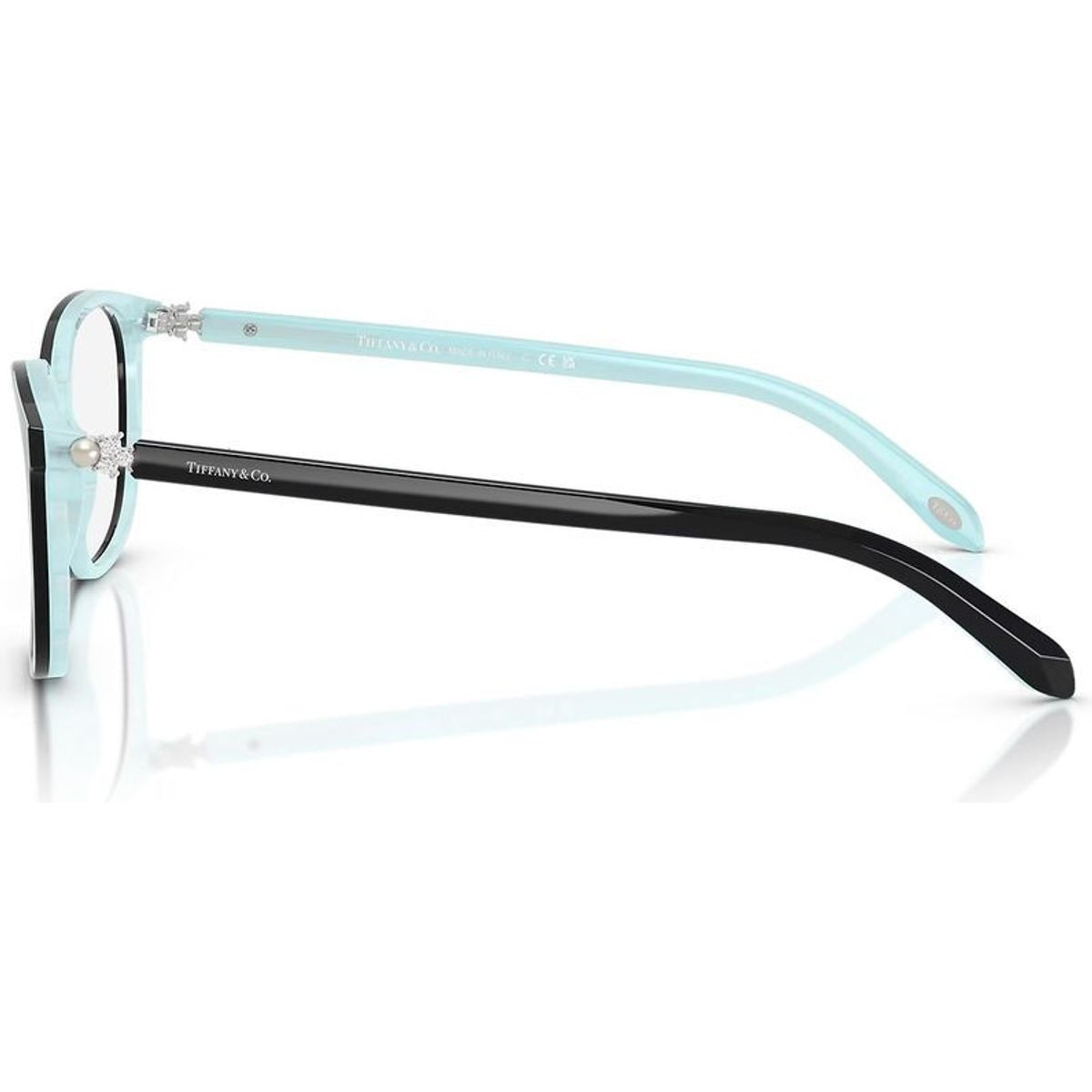 TF2109BF, Black on Striped Tiffany Blue/Clear Lenses