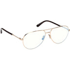 FT5829-B, Shiny Rose Gold and Dark Havana/Clear Blue Light Lenses
