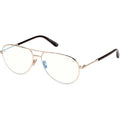 FT5829-B, Shiny Rose Gold and Dark Havana/Clear Blue Light Lenses