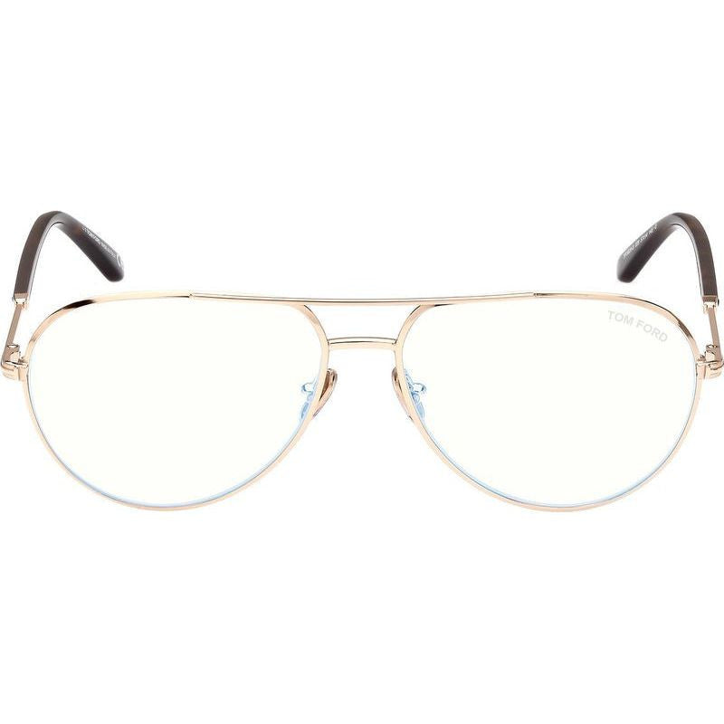 FT5829-B, Shiny Rose Gold and Dark Havana/Clear Blue Light Lenses