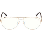 FT5829-B, Shiny Rose Gold and Dark Havana/Clear Blue Light Lenses