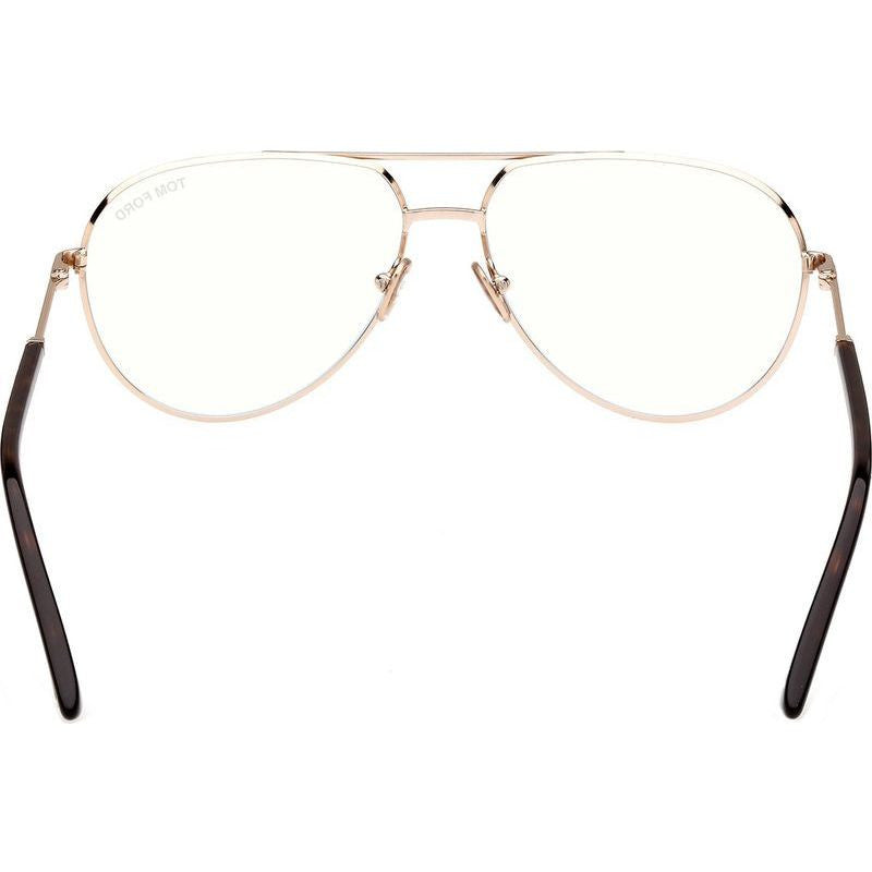 FT5829-B, Shiny Rose Gold and Dark Havana/Clear Blue Light Lenses
