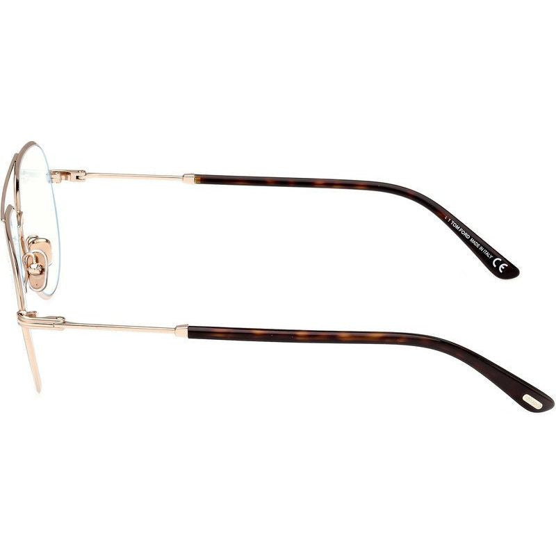 FT5829-B, Shiny Rose Gold and Dark Havana/Clear Blue Light Lenses