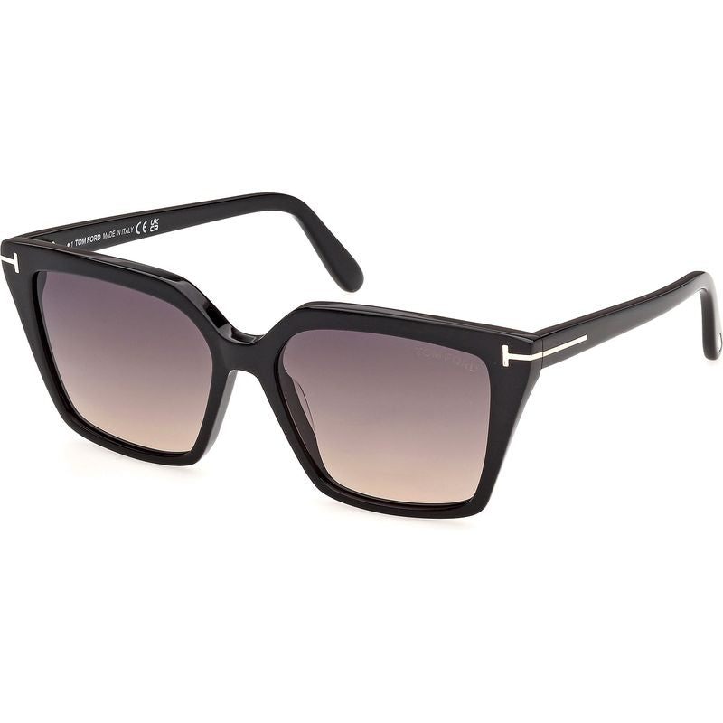 Tom Ford Erin 02 FT1412 Shiny Black Smoke Gradient Angle
