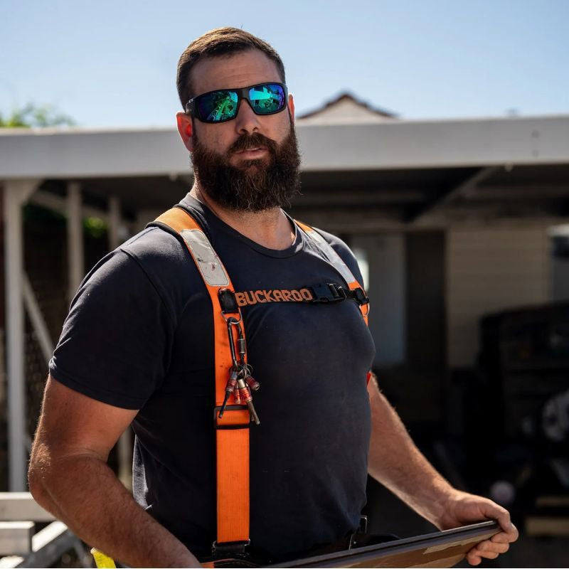 Tradie Safety RS5001, Matte Black/Green Mirror Polarised Lenses