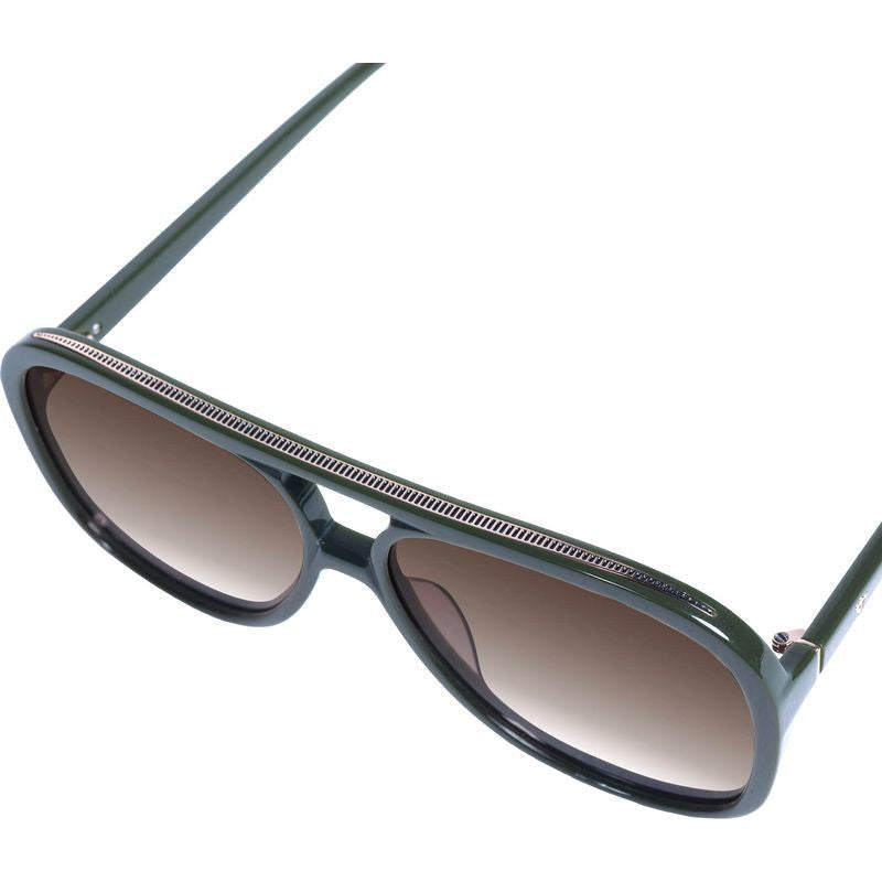 Bang, Army Green with Gold Metal Trim/Brown Gradient Lenses
