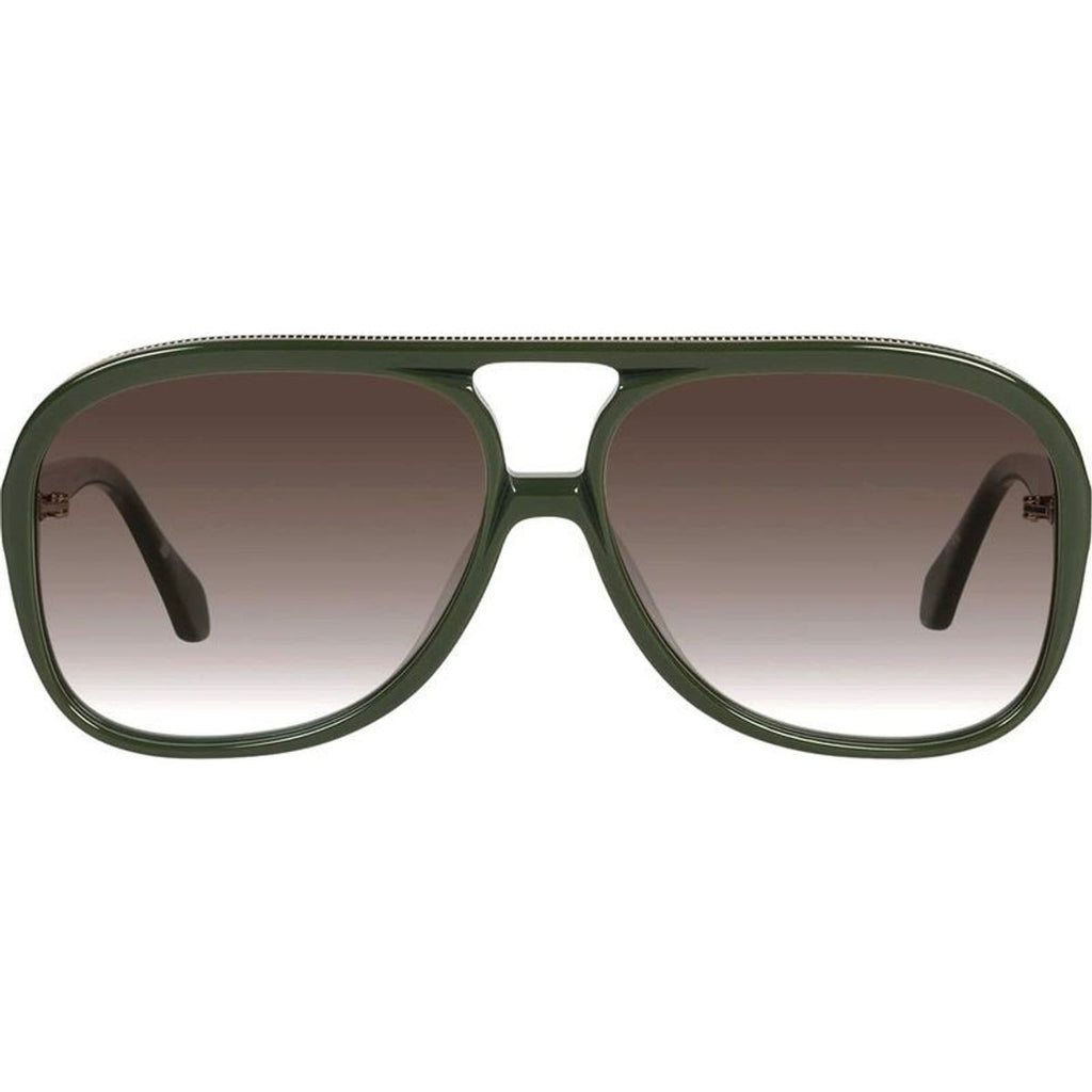 Bang Bang, Army Green with Gold Metal Trim/Brown Gradient Lenses