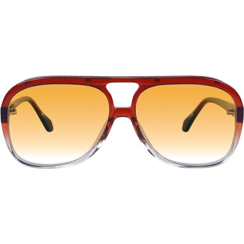 Bang Bang, Burnt Orange Fade To Crystal with Gold Metal/Orange Gradient Lenses
