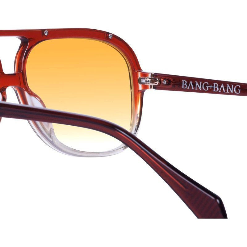 Bang Bang, Burnt Orange Fade To Crystal with Gold Metal/Orange Gradient Lenses