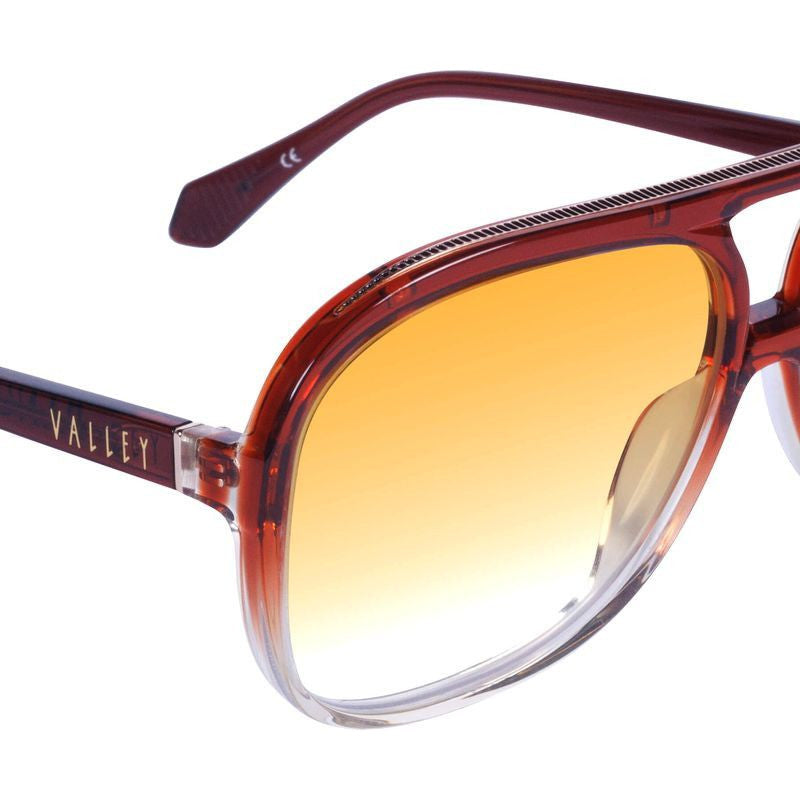 Bang Bang, Burnt Orange Fade To Crystal with Gold Metal/Orange Gradient Lenses