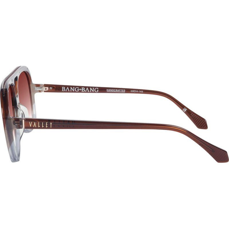 Bang Bang, Transparent Chocolate Fade To Crystal with Gold Metal/Dark Orange Gradient Lenses