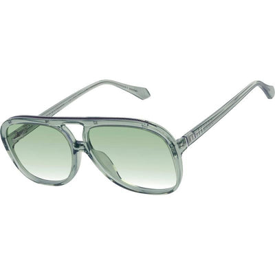 Bang Bang, Transparent Sage with Matte Silver Metal/Light Green Gradient Lenses